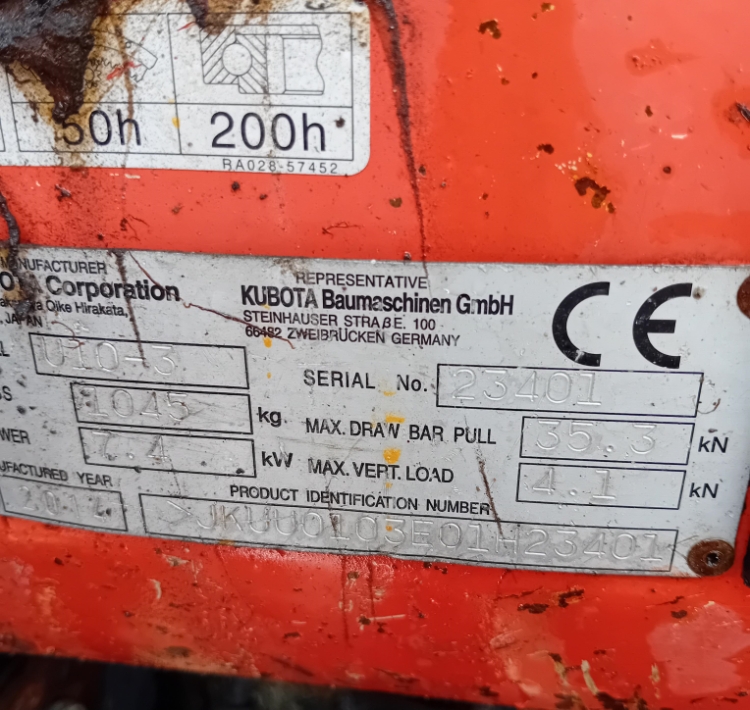 Kubota U10-3, Brugt minigraver