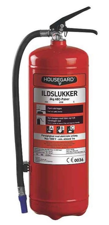 Pulverslukker m/beslag, 6 kg